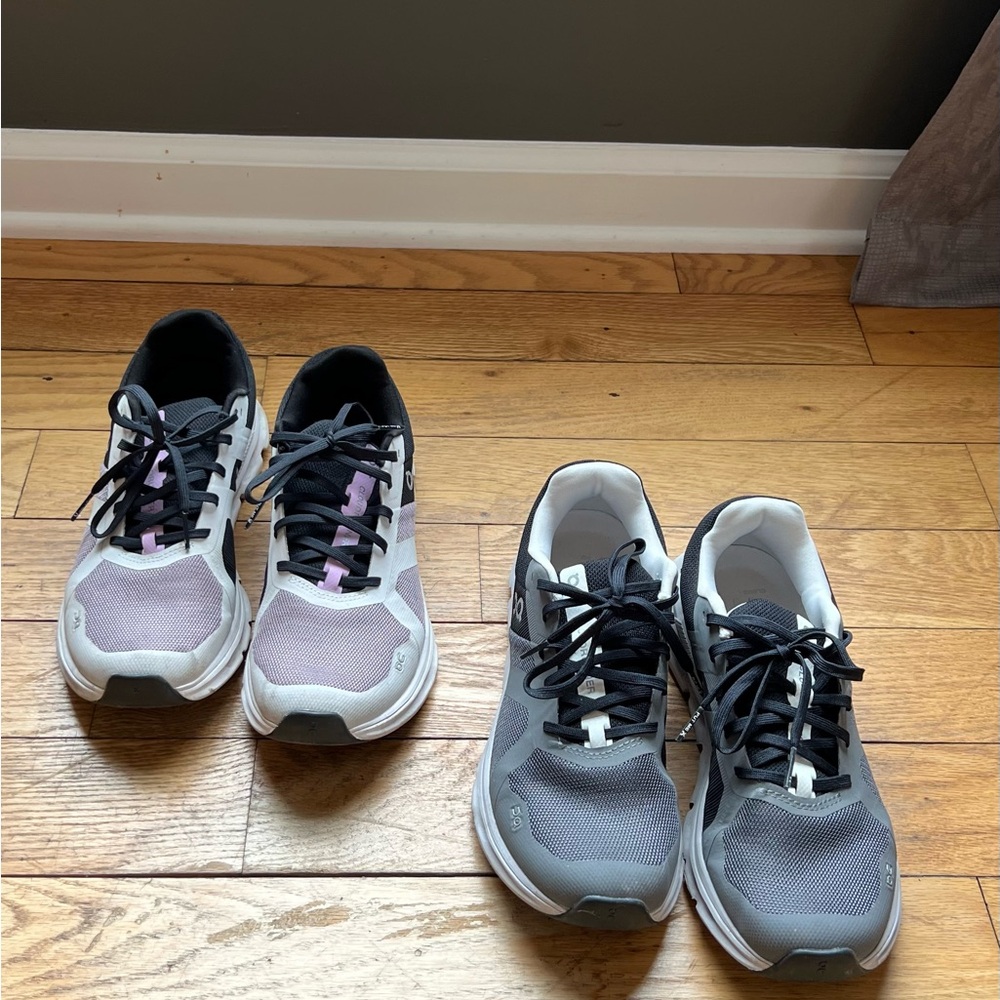 On Cloudrunner Running Woman’s size - 8.5, Heron/Black or Eclipse/Black